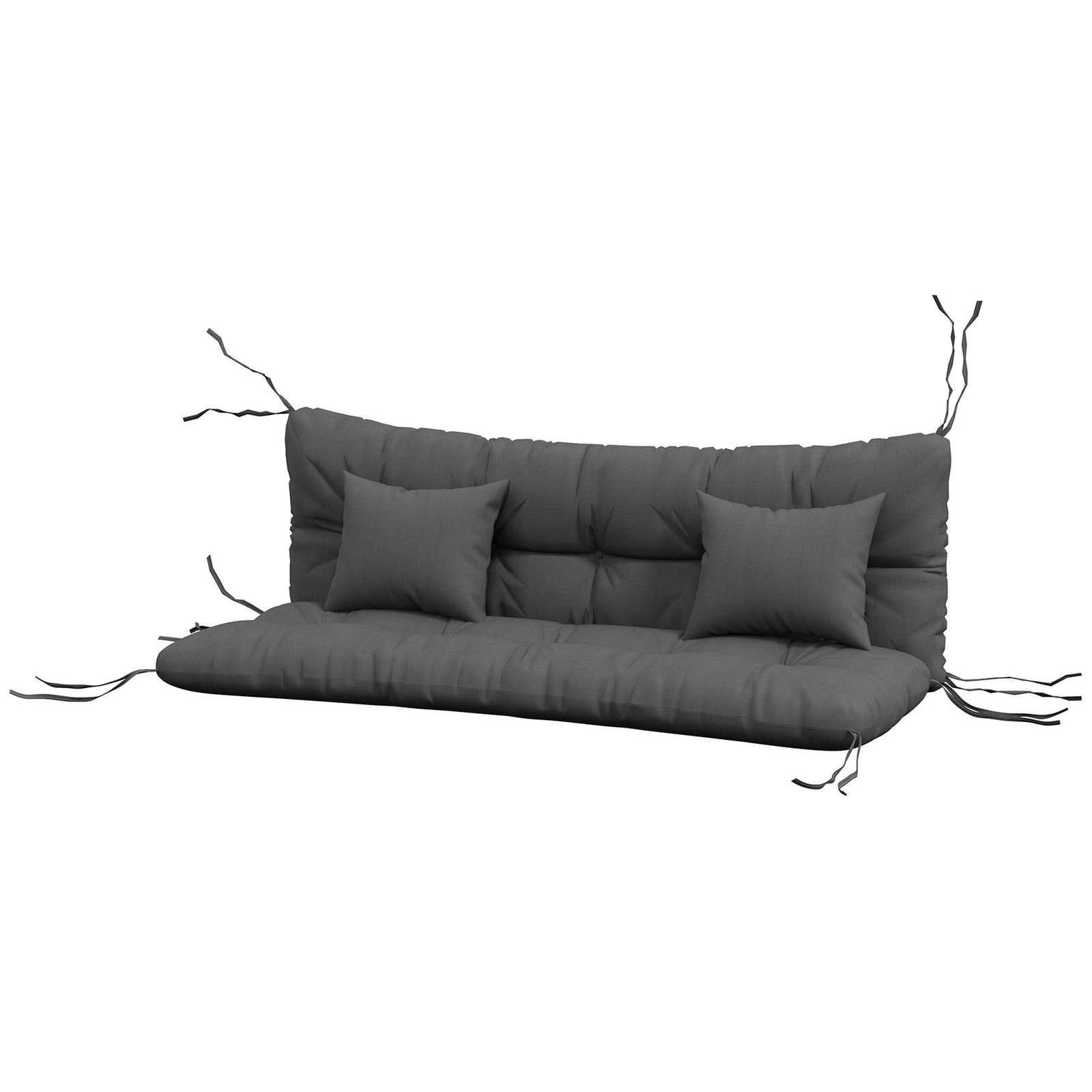 Seat Cushions Back Cushion W/2 Pillows, Water Repellent | Charcoal Gray