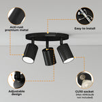 Emitto 3-way Spotlight Ceiling Light Adjustable Gu10 Modern Round Base