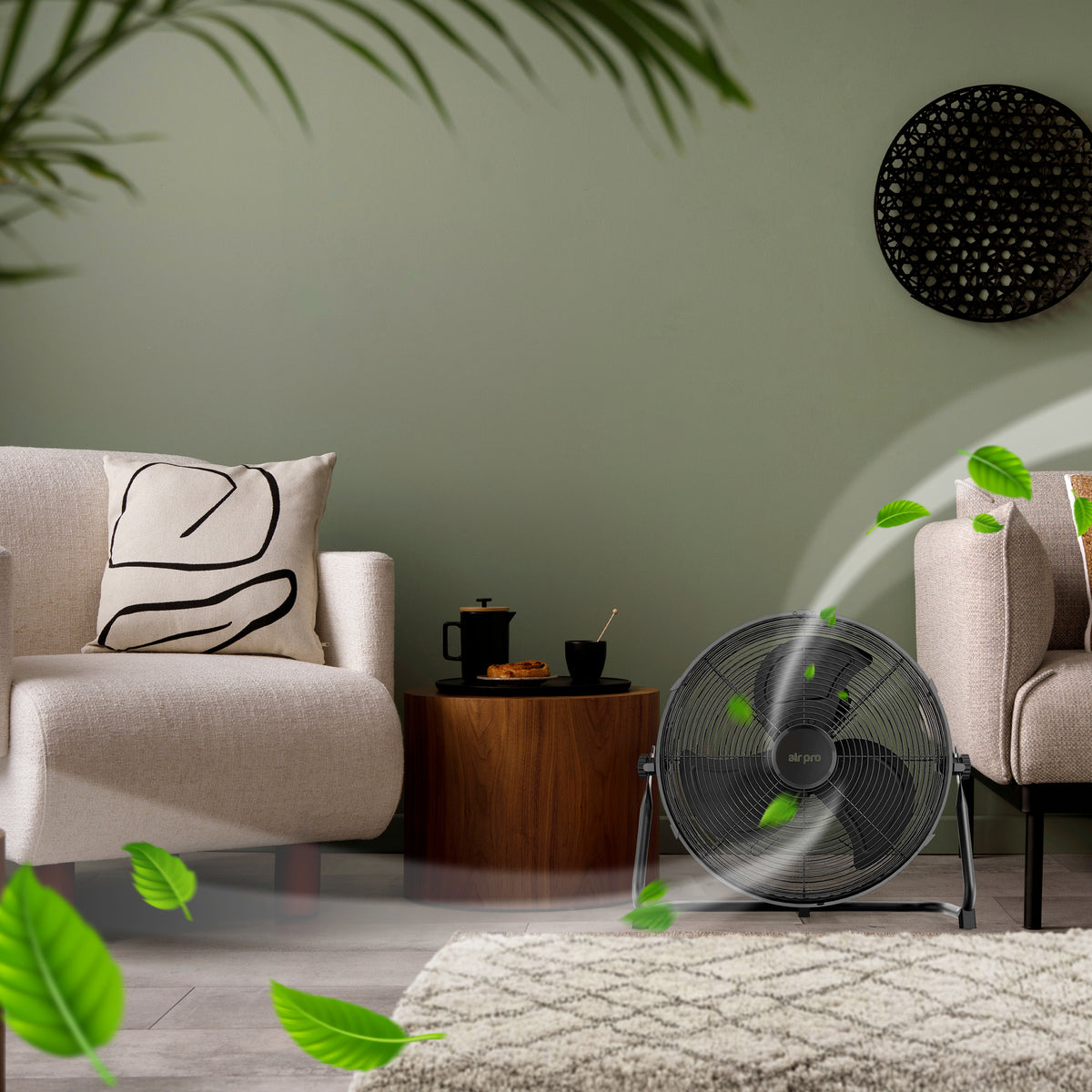 14/16/20" Circular Floor Fan - Powerful Air Cooling Fan With 3 Speed Settings | 16" | Black