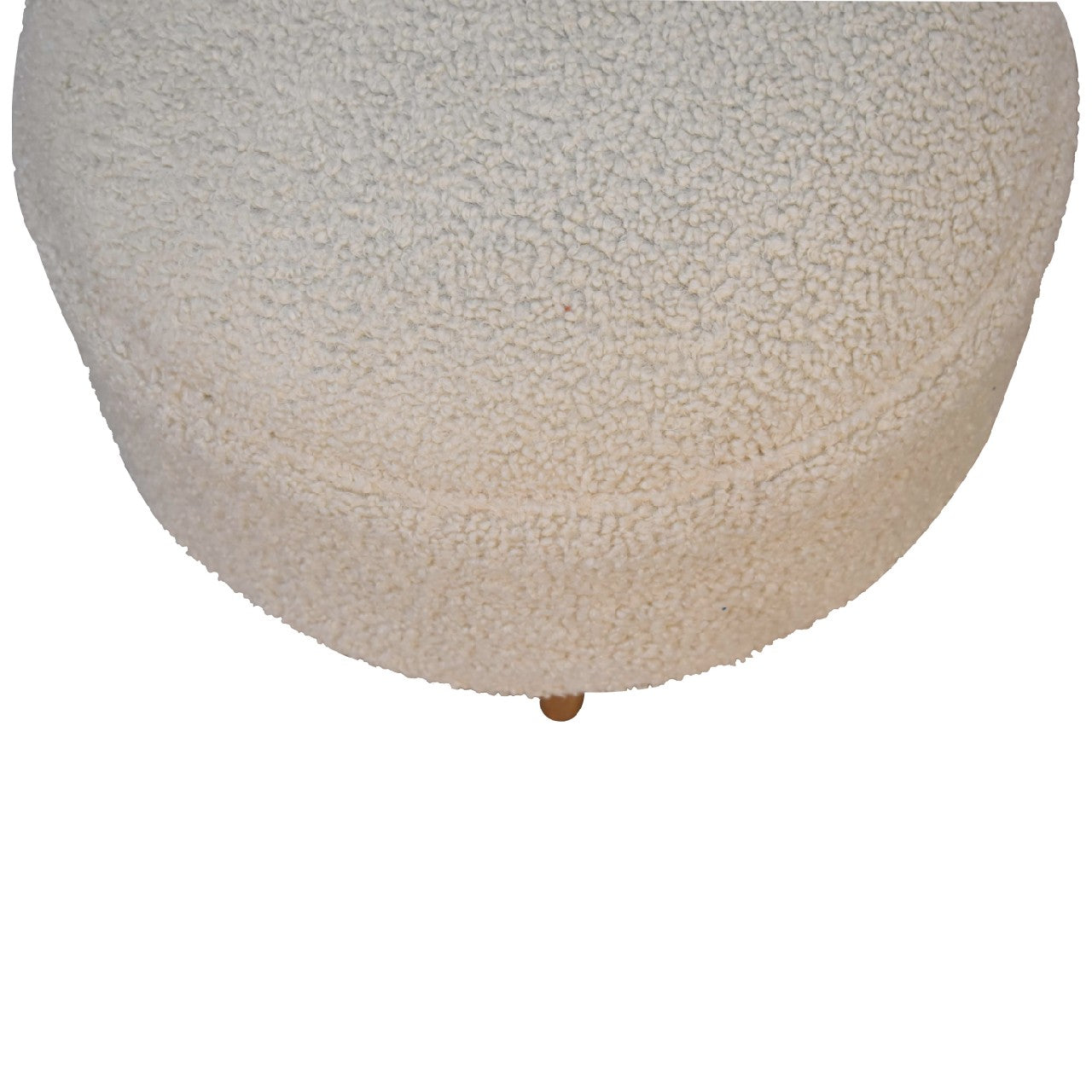 Solid Mango Wood Cream Boucle Rounded Footstool