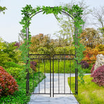 Garden Decorative Metal Arch With Gate, 108x45x215 Cm