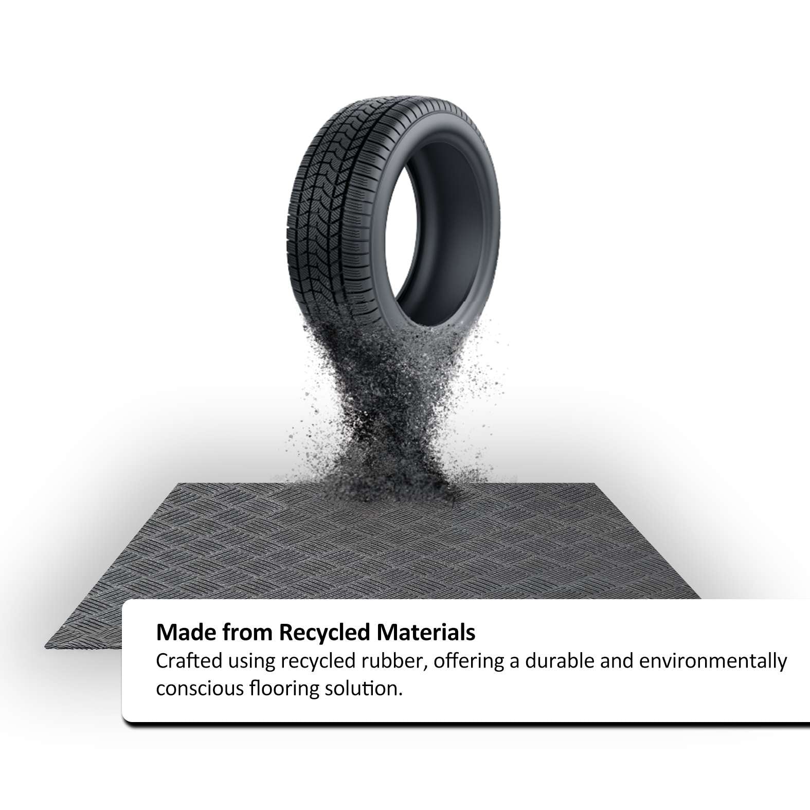 Recycled Rubber Non-slip Flooring Rolls - 1.7m Wide | 2m | Black