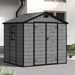 8x6ft Outdoor Apex Roof Storage Shed With Floor, Window,2 Vents & Double Lockable Doors,wood Grain Design