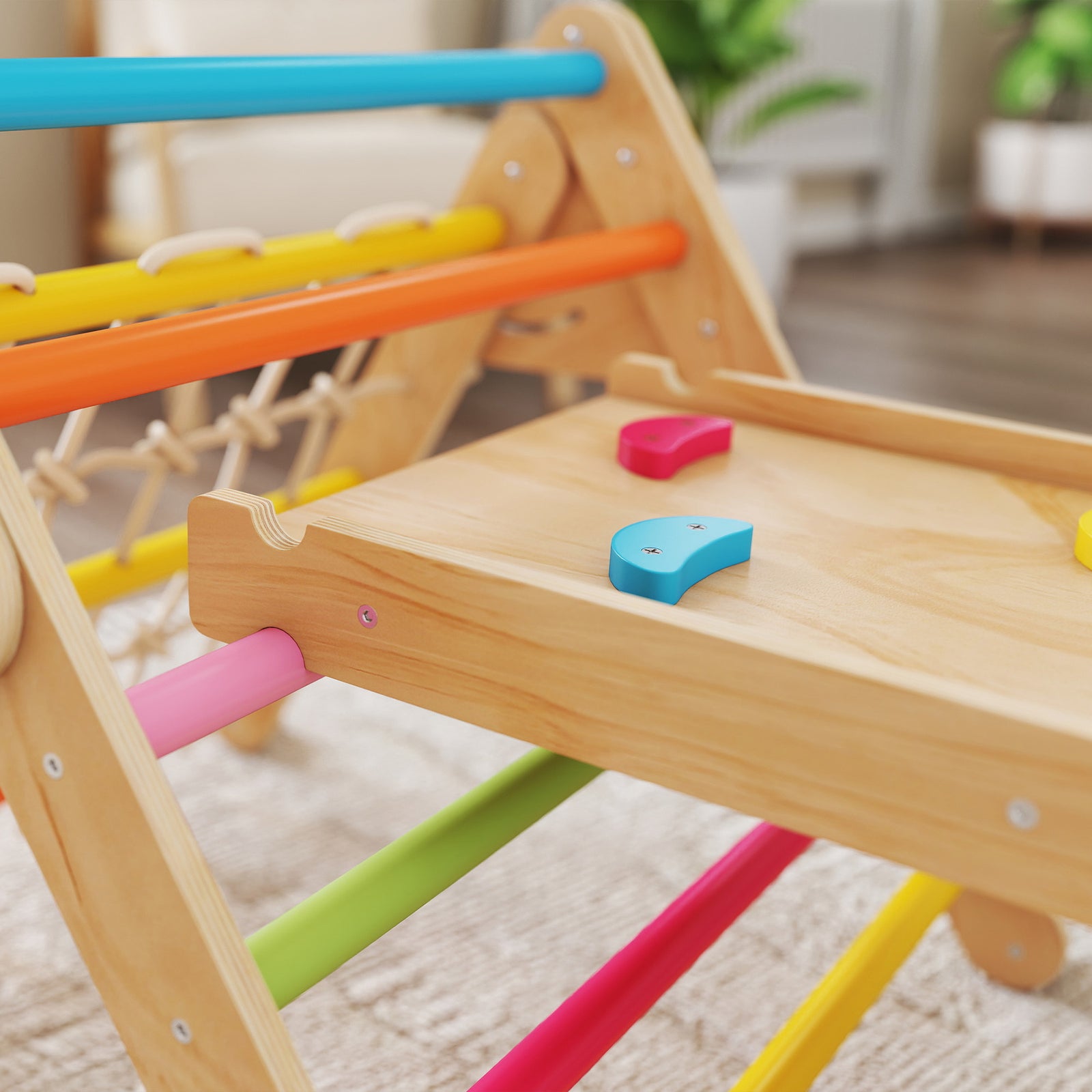 AIYAPLAY 8-in-1 Toddler Climbing Frame, Play Triangle Set, Multicolour