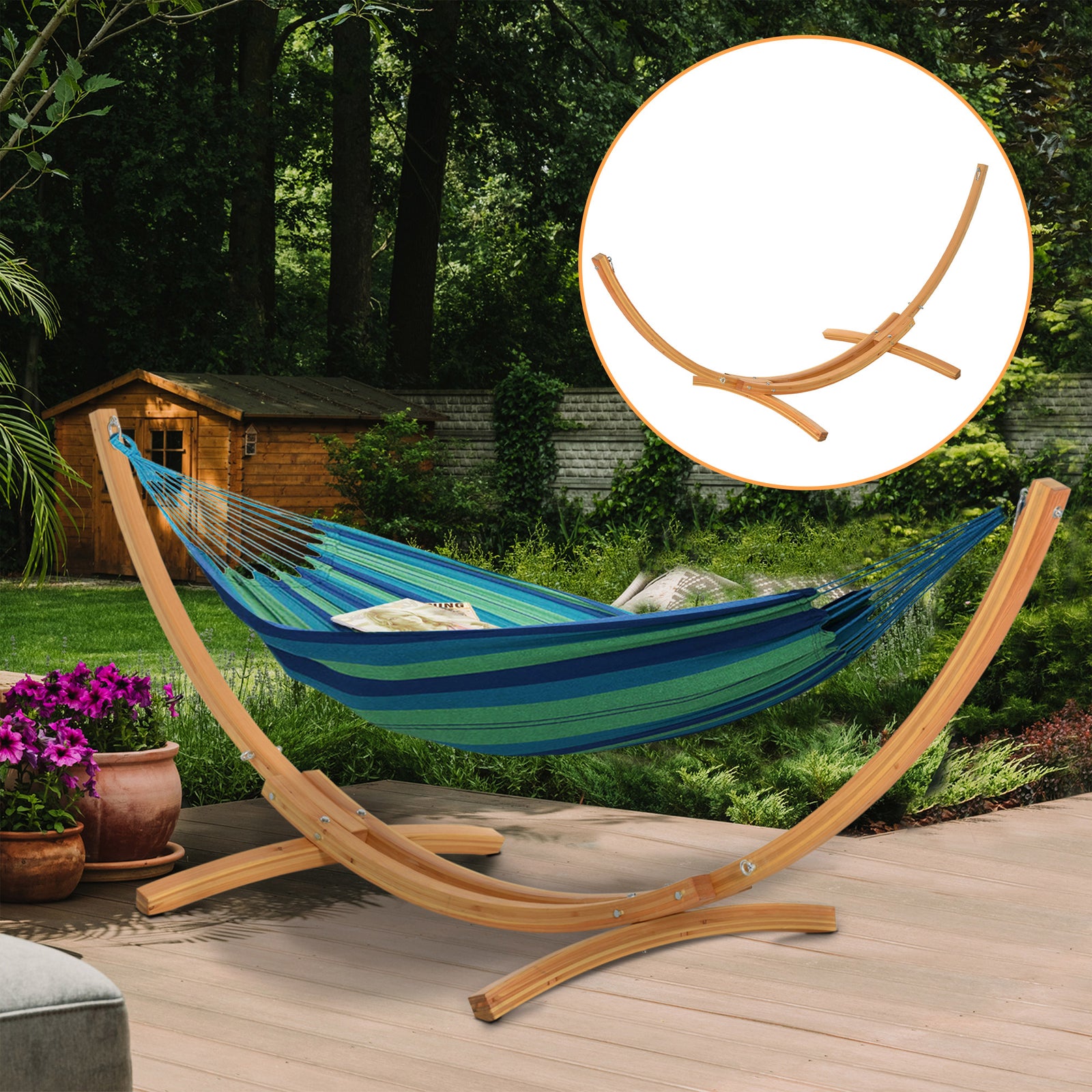 Wooden Universal Hammock Stand Garden Picnic Camp Accessory