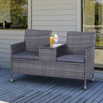 Rattan Chair Garden Furniture Patio Companion Seat Table | Gray