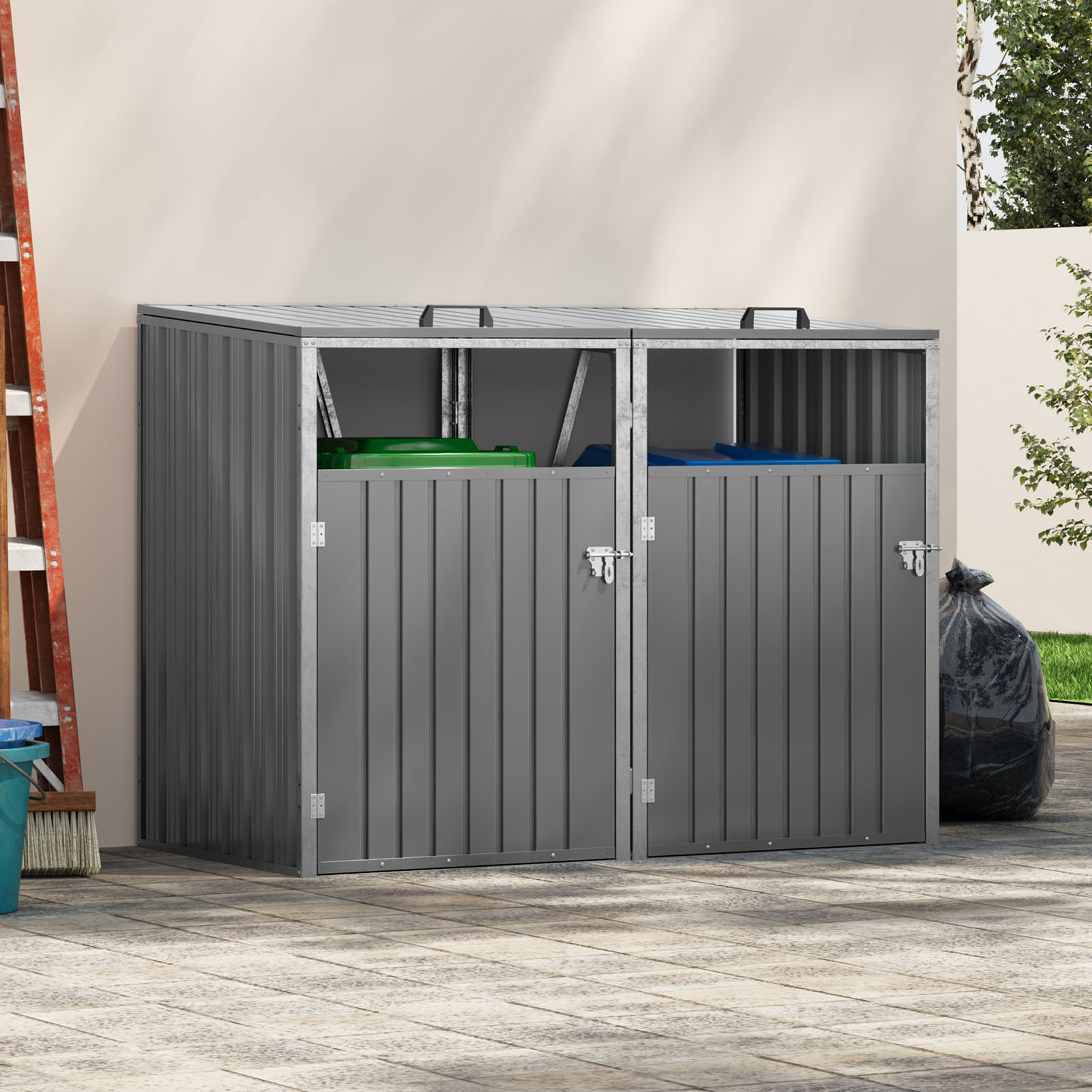 Breeins 5x4 Ft Metal Double Bin Storage Shed