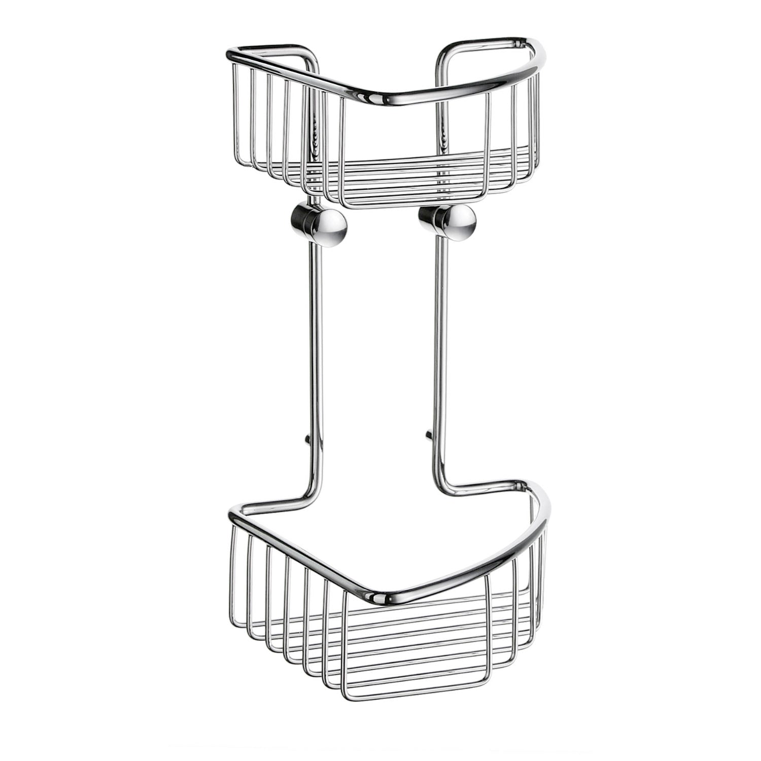 Polished Chrome Two Tiered Corner Shower Basket Soap Caddy | Polished Chrome