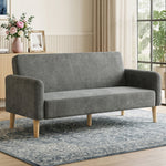 2 Seater Sofa, Velvet Small Couch With Plush Backrest | Grey