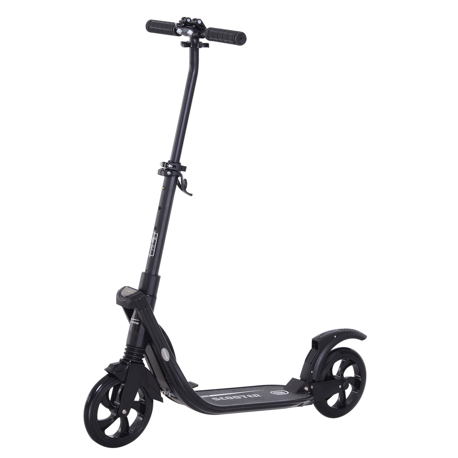 Folding Kick Scooter Teens Adult Ride On 2 Big Wheels | Black
