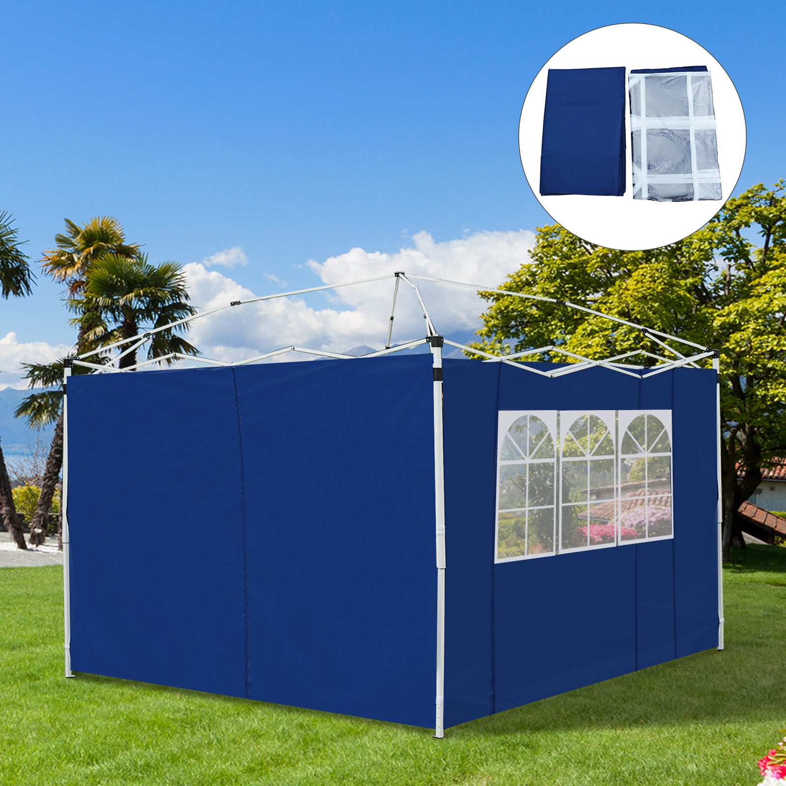 Gazebo Replacement Exchangeable Side Wall Panels W/ Window | Blue