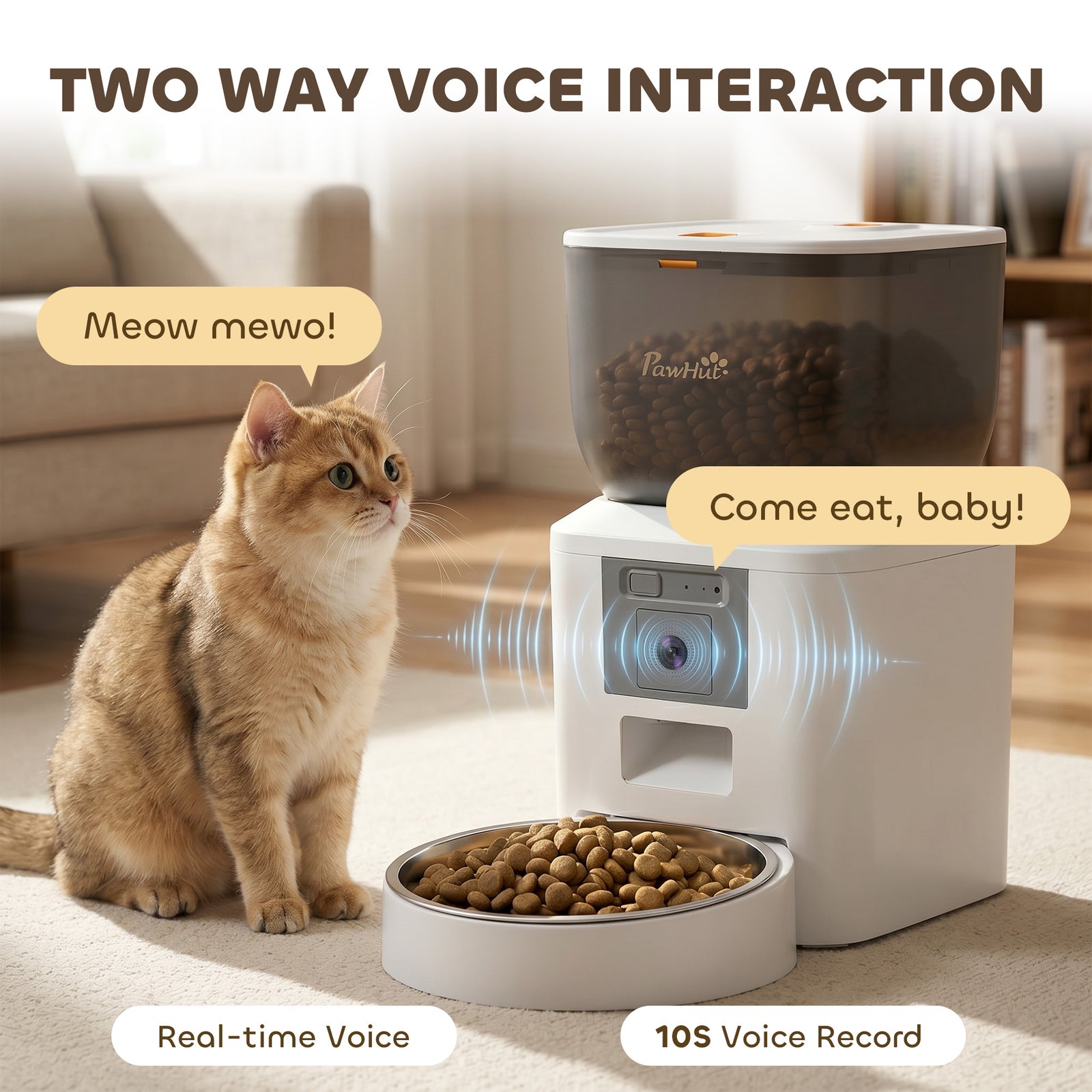 PawHut Automatic 4l Cat Feeder With Camera, 2.4g Wifi, Smart App Control