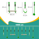 7 Piece Zip Line For Kids, 10m Toddler Kids Slackline For Garden, Up To 50kg