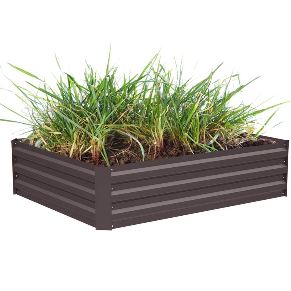 Galvanized Steel Square Raised Garden Bed Planter Box | Large | Brown