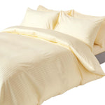 Egyptian Cotton Stripe Duvet Cover With Pillowcase, 330 Tc | Single | Pastel Yellow