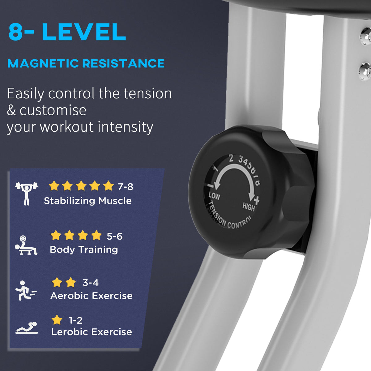 Magnetic Resistance Exercise Bike Foldable | Grey