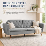 Victoria Velvet Sofa Bed 3 Seater | Light Grey