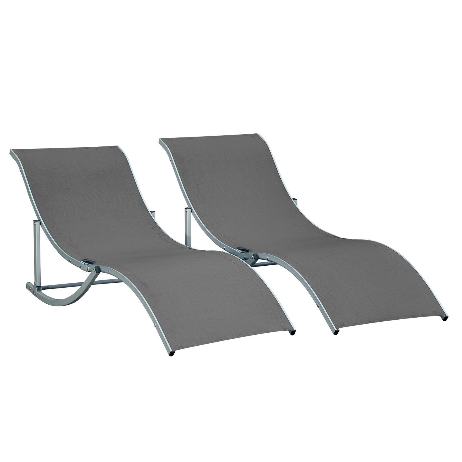 2pcs S-shaped Lounge Chair Foldable Sun Lounger | Gray