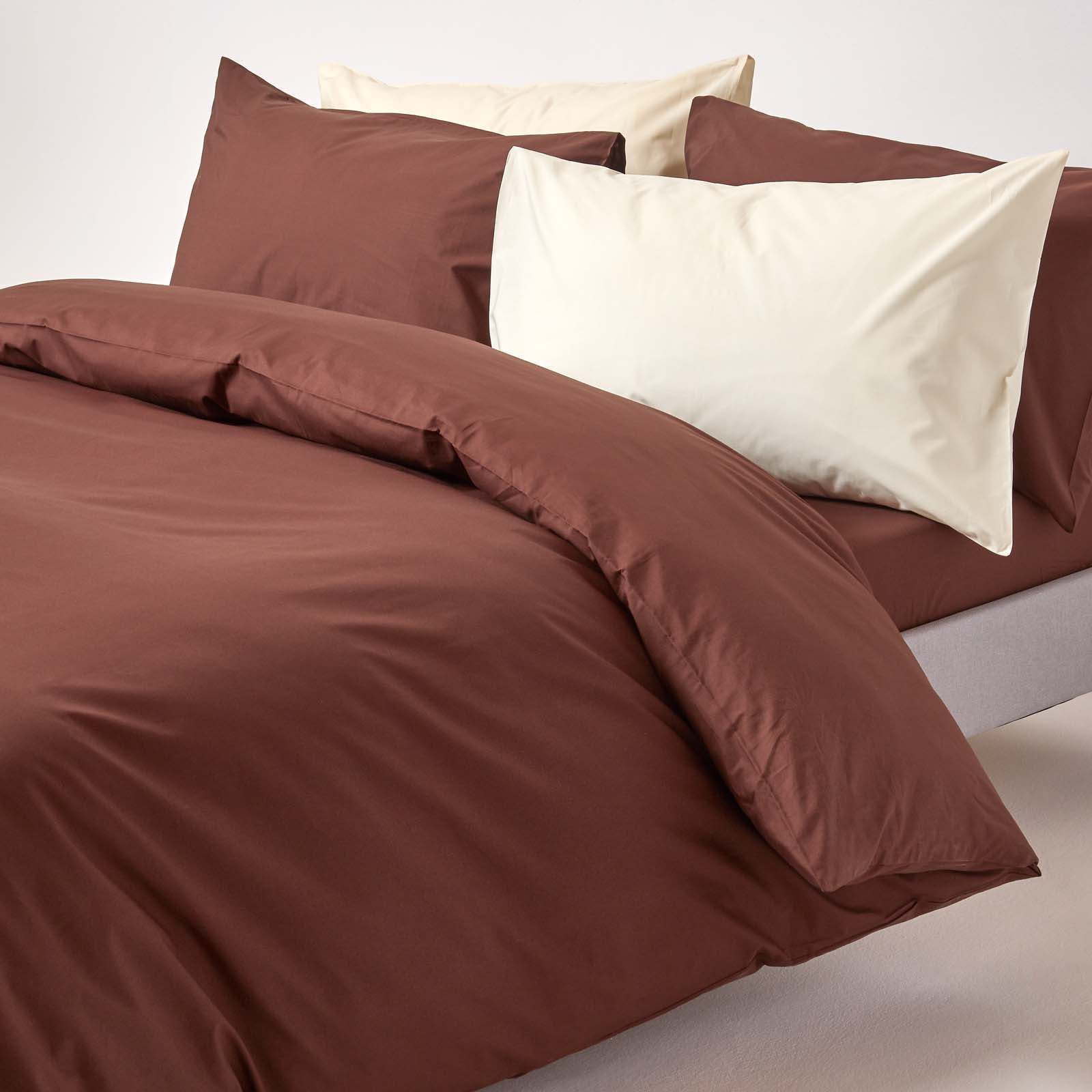 Egyptian Cotton Duvet Cover With Pillowcase, 200 Tc | Single | Chocolate