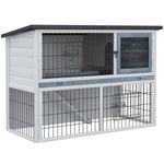 Rabbit Hutch W/ Removable Tray Openable Top For Indoors & Outdoors Grey