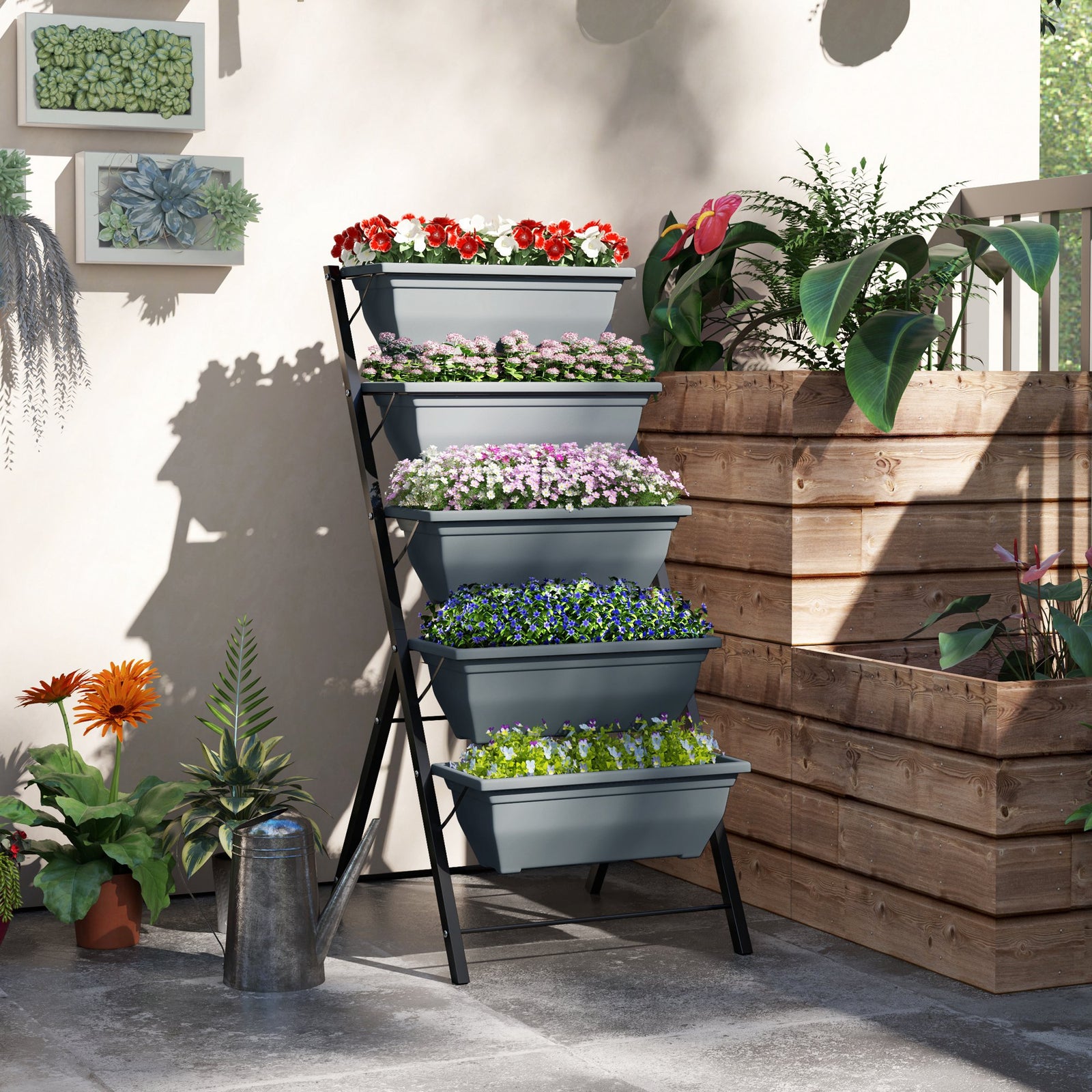5-tier Raised Garden Bed, Ladder Planter With 5 Removable Boxes