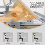 Kids Desk And Chair Set W/ Drawer, Pen Slot Hook | Grey