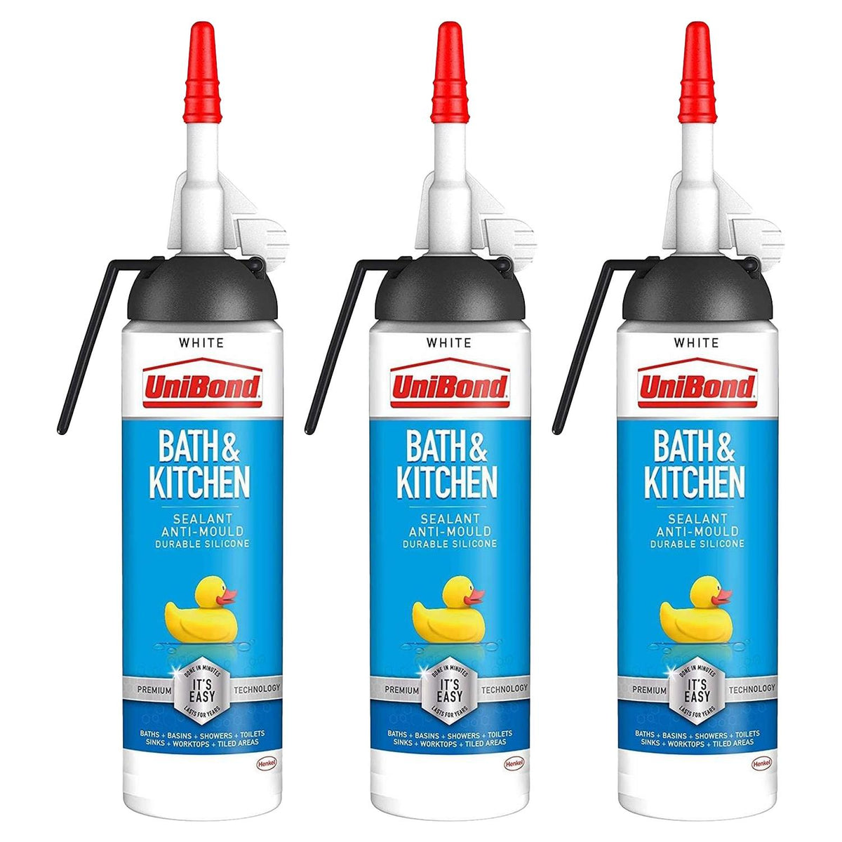 Mould Resistant Bath & Kitchen Silicone Sealant White, 104g | Set of 3