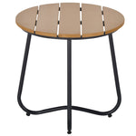 Outsunny Round Outdoor Side Table Adjustable Leg Pads Natural Wood & Black