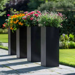 Zinc Galvanised Tall Square Planter | 40cm x 40cm x 100cm | Matte Black