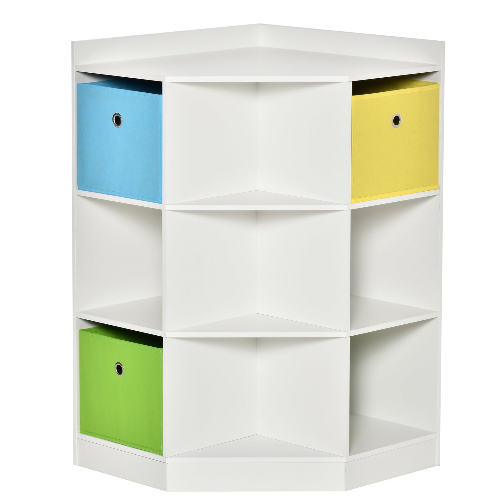 Kids Storage Cabinet Corner Organizer With Anti-tipping Hardware Drawer | White