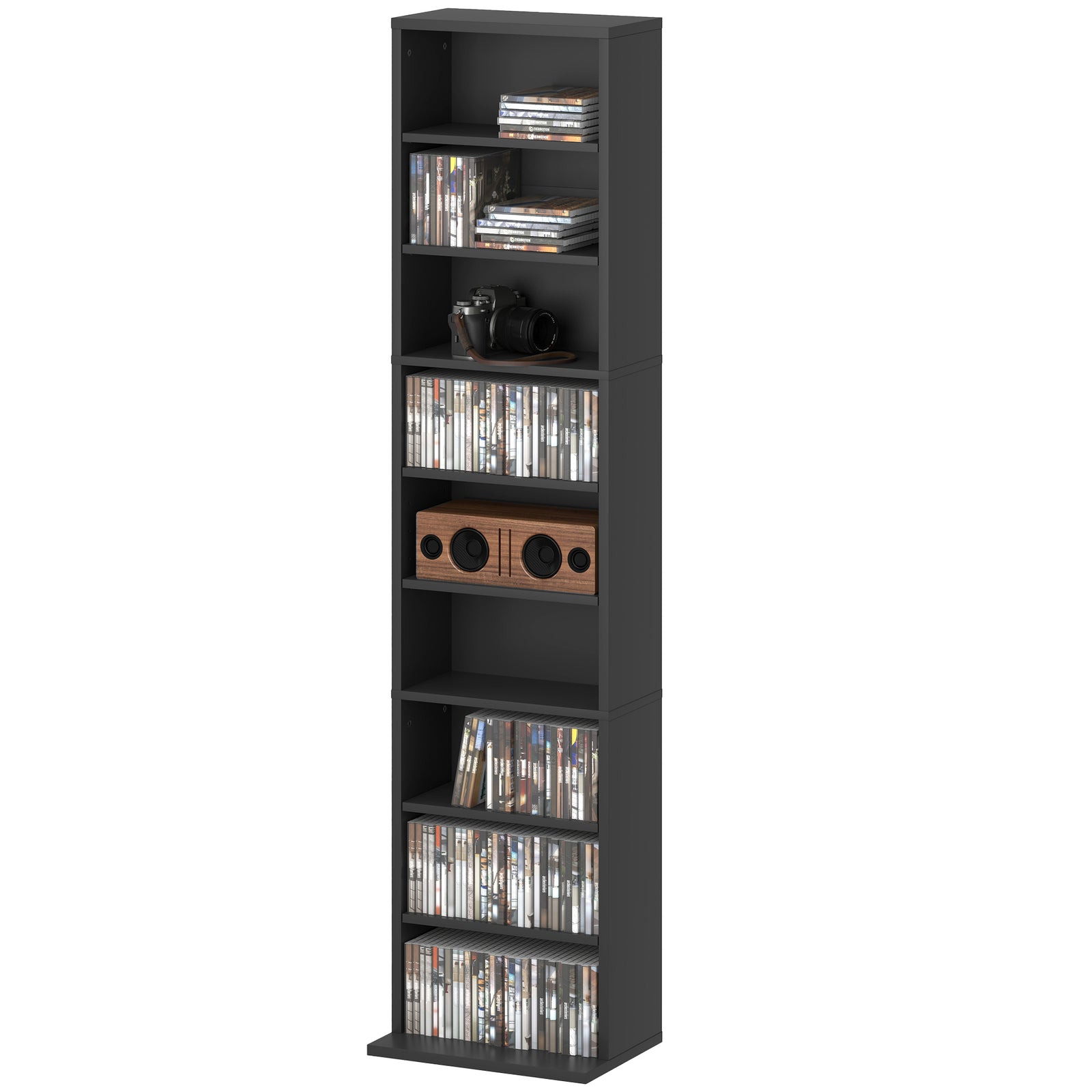 260/640 Cd 120/360 Dvd Storage Tower W/ 9/18 Compartments | Small | Black