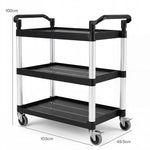 Tool Trolley 3 Tier Rolling Storage Cart Multi-functional Workplace Black | Black