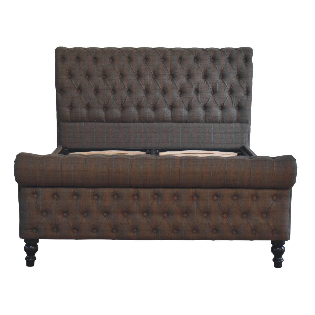 Solid Wood Multi Tweed Bed, Brown