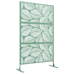 Outsunny 6.5ft Metal Outdoor Privacy Screen Panel W/ Stand, Leaf Style