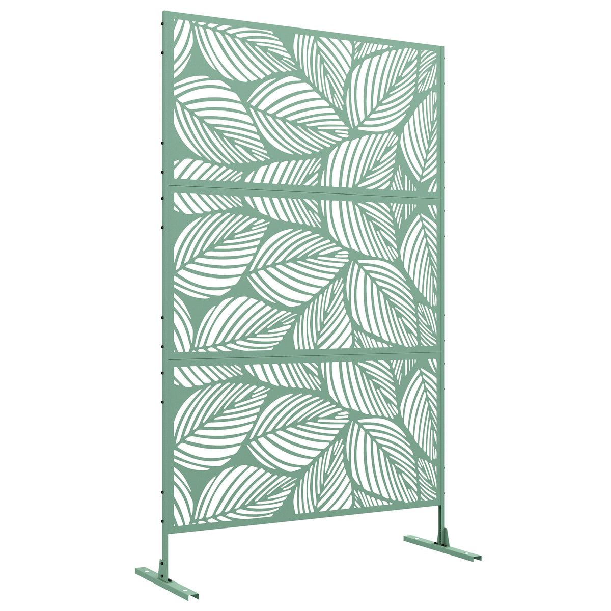 Outsunny 6.5ft Metal Outdoor Privacy Screen Panel W/ Stand, Leaf Style