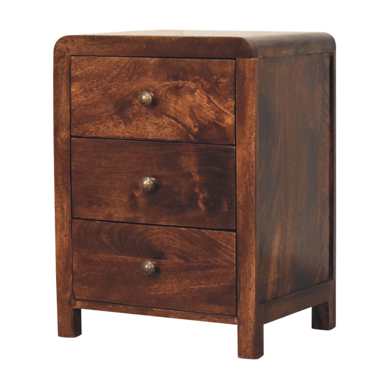 California Walnut Naya Bedside, 3 Drawers, Brown | Brown