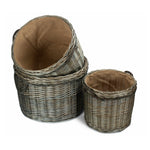 Antique Wash Round Storage Log Basket | Set-of-3 | Brown