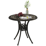 78 Cm Round Garden Dining Table W/ Parasol Hole | Bronze