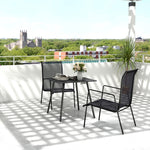 Garden Table For 4/6 Person W/ Slat Top, Steel | Medium | Black