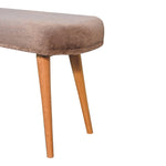 Solid Wood Mocha Faux Fur Fabric Bench