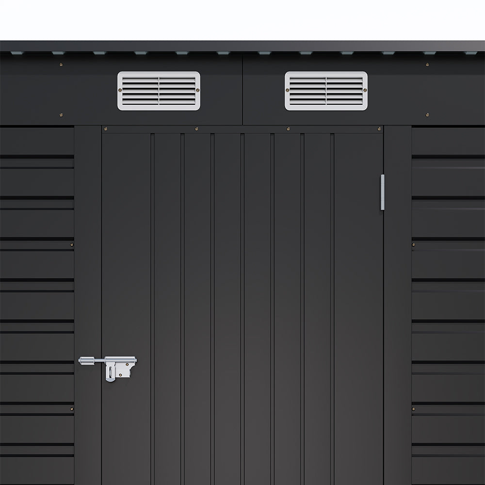 4x6ft Outdoor Storage Shed – Galvanized Steel Garden Shed Lockable With Double Doors & 2 Vents