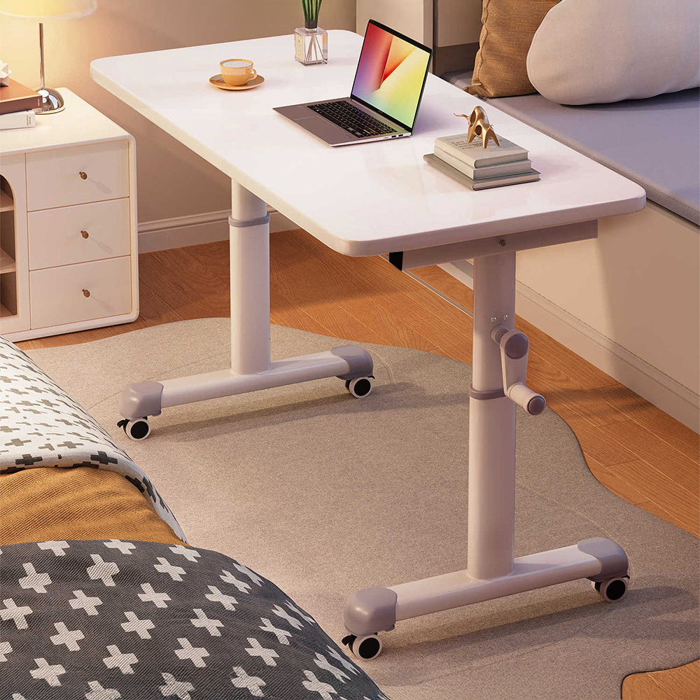 Manual Standing Height-adjustable Desk Computer Desk With Wheels | Small