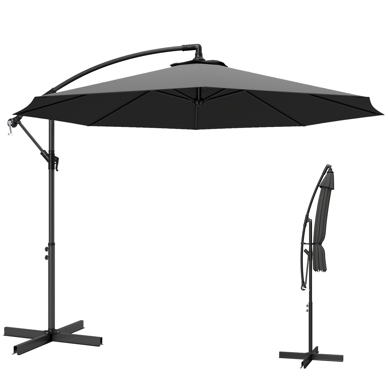3(m) Banana Parasol Cantilever Umbrella Garden | Grey