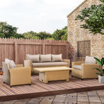 4 Pcs Patio Wicker Aluminum Furniture Set W/ Table