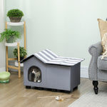Outdoor Cat House, Feral Cat Cave With Elevated Base, Grey
