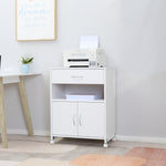 Mobile Printer Stand W/ Storage Shelf Universal Wheels | One Size | White