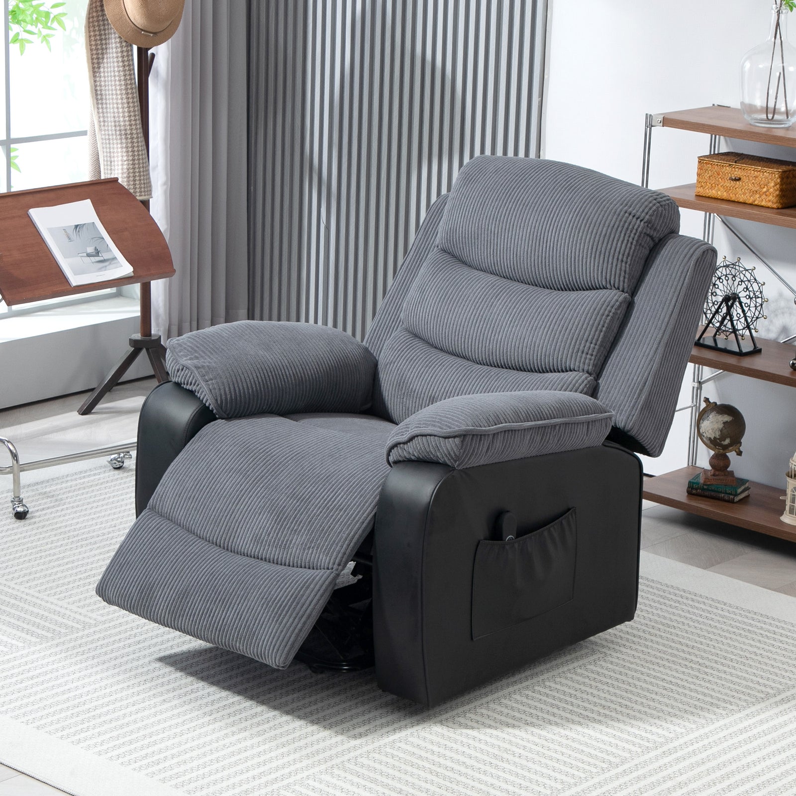 Power Lift Recliner Chair With Remote Control 2 Side Pockets | One Size | Gray