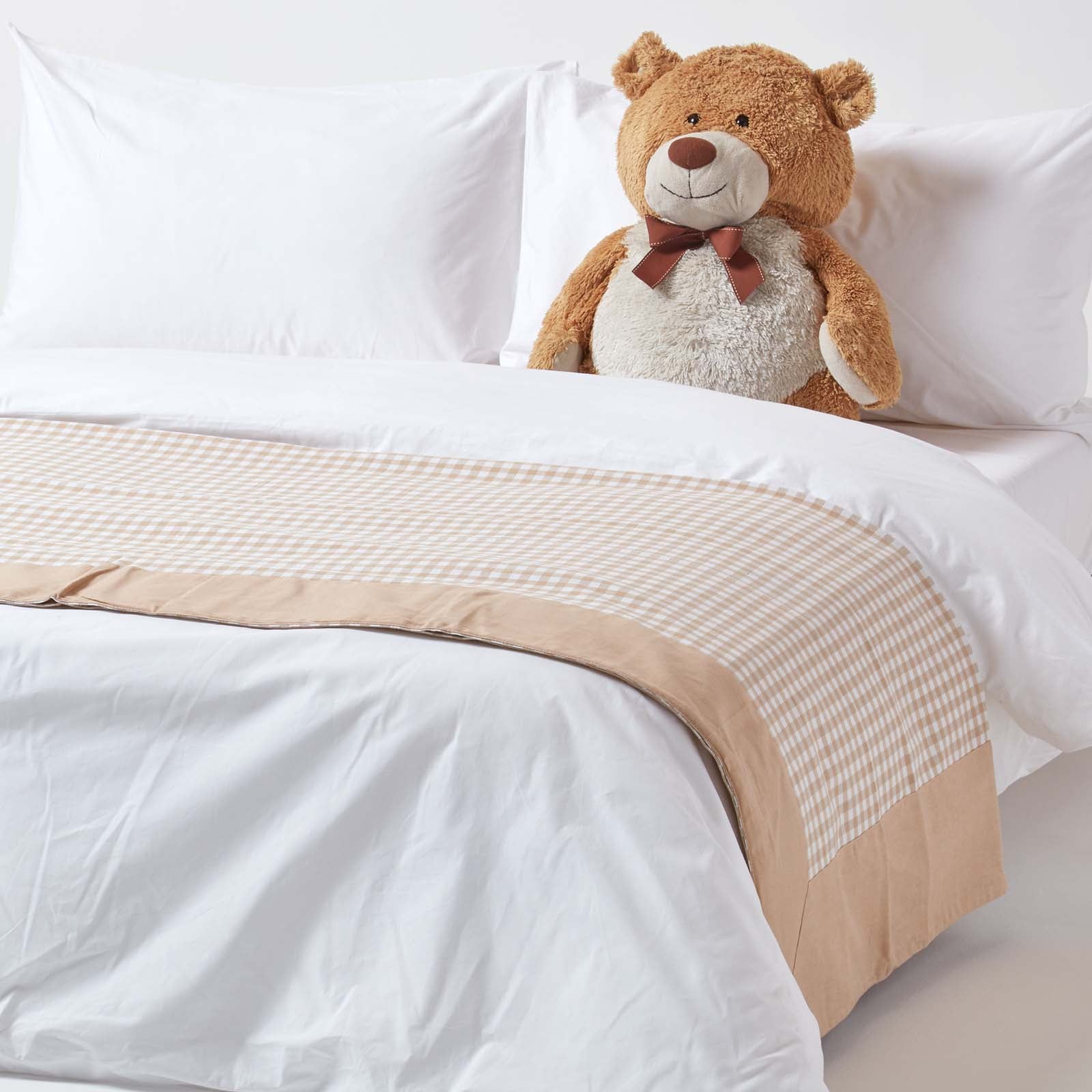 Cotton Gingham Check Throw | 150cm x 200cm | Beige