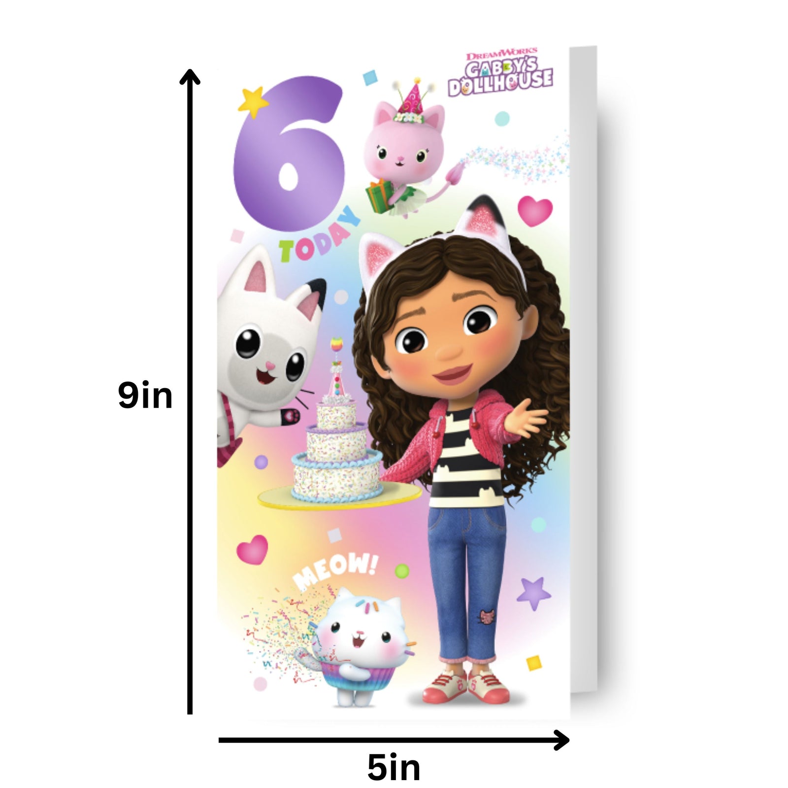 Gabby's Dollhouse Age 6 Birthday Card Official Product