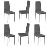 Set Of 6 Modern Faux Leather Armless High Back Dining Chairs | Set of 6 | Grey